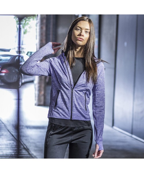 Plain Women's lightweight running hoodie with reflective tape Tombo 180 GSM